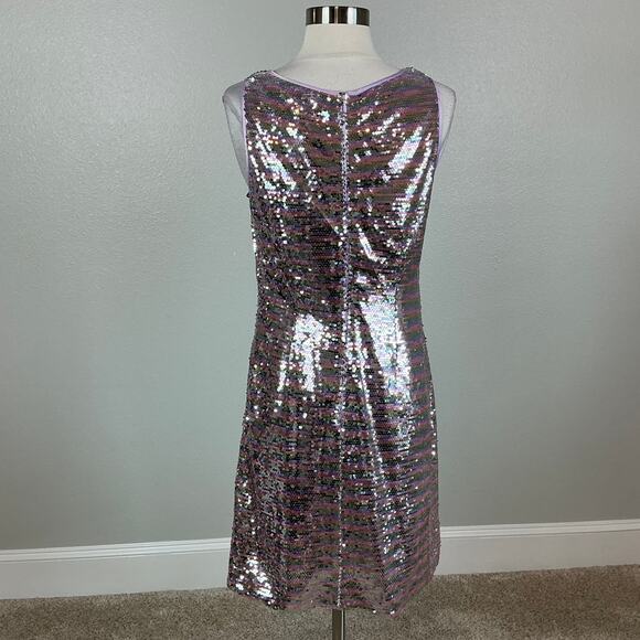 Vince Camuto Sparkly Sequined Mini Sheath Cocktail Dress Size 6 Pink and Silver - Picture 6 of 13